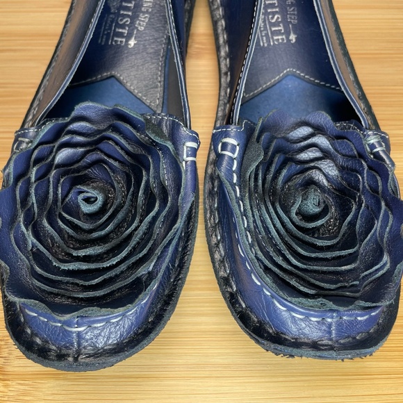 L'Artiste 'Dezi' Rosette Ballet Flats Navy Blue Rose Shoes Spring Step 38 7.5 8 - Picture 5 of 14